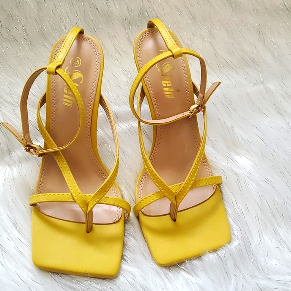 SHEIN | Shoes | New Yellow Shein High Heel Shoes With Straps | Poshmark